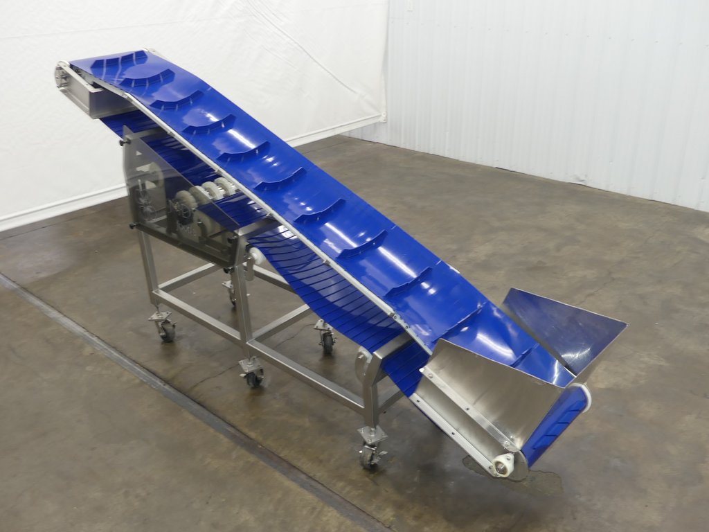Cleated Incline Sanitary Blue Belt Conveyor 134